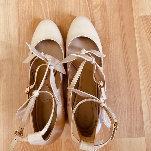 SOLD NWT Chloé Mike Bow Pumps Blush Leather SZ 39.5 - Picture 10 of 14